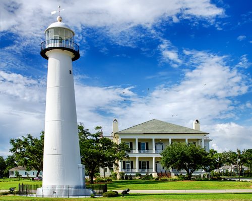 Historic lighthouse landmark and welcome center in Biloxi, MS Historic lighthouse landmark and welcome center in Biloxi, MS